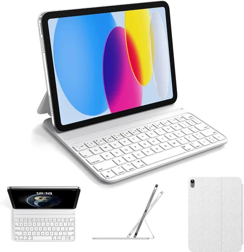 Vista 11 de HOU Funda con teclado para iPad de 10ª generación/iPad de 11ª generación de 11 pulgadas A16 2025 – Folio inteligente, ultra delgada, carga
