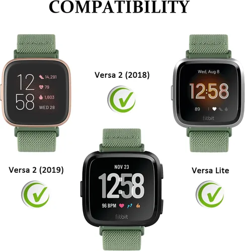 Vista 2 de AK Banda elástica compatible con Fitbit Versa 2 y Versa para mujeres y hombres, correas de nailon elásticas suaves ajustables para reloj inteligente