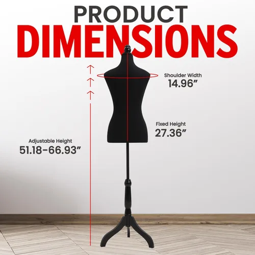Vista 2 de Topmaster Maniquí: altura ajustable, estructura duradera de espuma y lona, base de madera, ancho de hombro compacto, ligero, versátil para ropa