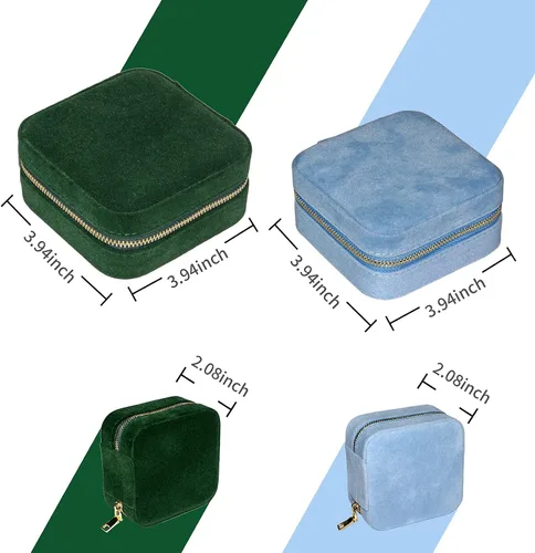 Vista 7 de Joyero de terciopelo de viaje con espejo, mini estuche de regalo para mujeres y niñas, pequeñas cajas organizadoras portátiles para anillos, aretes
