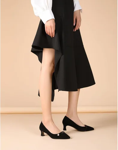 Vista 3 de ROSERWISH Zapatos de vestir de tacón bajo para mujer, cómodos, para fiestas, oficina, gatitos, zapatos de vestir de 2 pulgadas
