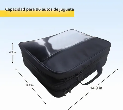 Vista 2 de Mi Ya Mi Lai 96 - Funda de almacenamiento para autos de juguete compatible con Hot Wheels Hotwheel Carrying Case for Hot Wheels Car,Matchbox Negro