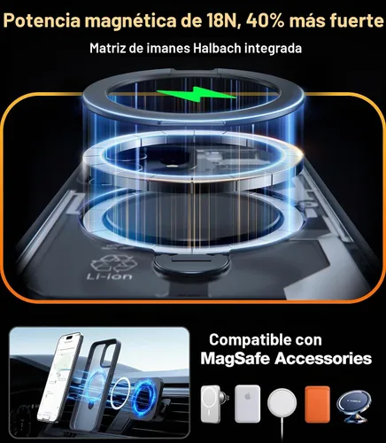 Vista 4 de TORRAS Q3 Spin - Funda para iPhone 14 Pro Max con soporte magnético 360, color negro