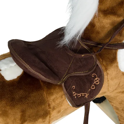 Vista 8 de Qaba Kids - Silla de montar con peluche de caballo mecedora de metal con música de canciones infantiles - Marrón oscuro Niños, felpa de metal