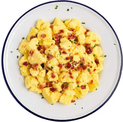 Vista 4 de Mountain House Huevos revueltos con tocino Supervivencia liofilizada y alimentos de emergencia Lata #10 + Mountain House Chili Mac con carne