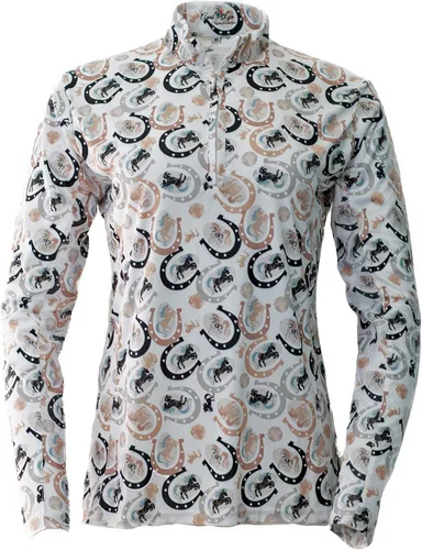 Vista 12 de Anni Lyn - Camisa de manga larga para mujer Caballos azules