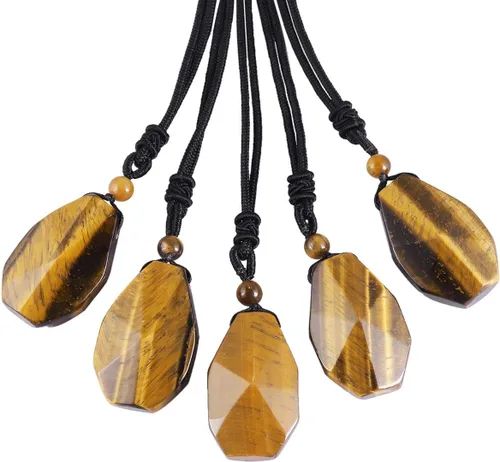 Vista 3 de TUMBEELLUWA Collar con colgante de cristal curativo con 6 facetas para hombre y mujer, piedra de cristal natural curativa con cadena ajustable