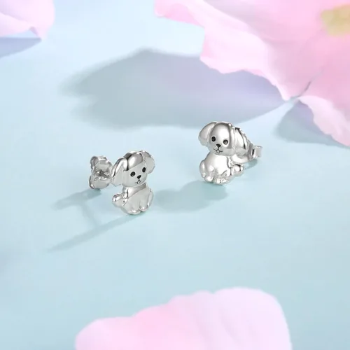 Vista 4 de Sterling Silver Dogs Stud Earrings Beagle Corgi Chihuahua Dachshund French Bulldog German Shepherd Poodle Mom Breed Puppy Jewelry for Daughter