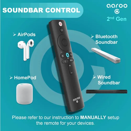 Vista 3 de [aarooGo] Control remoto para Apple TV 4K / HD Gen1 2 3 4 con soporte de audio (sin voz y sin Siri)