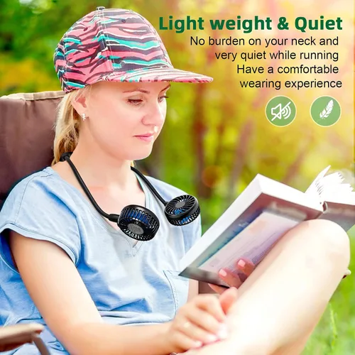 Vista 5 de SLENPET Ventilador de cuello portátil de 10000 mAh, 6 velocidades, últimas 48 horas, rotación de 360°, ventilador personal portátil