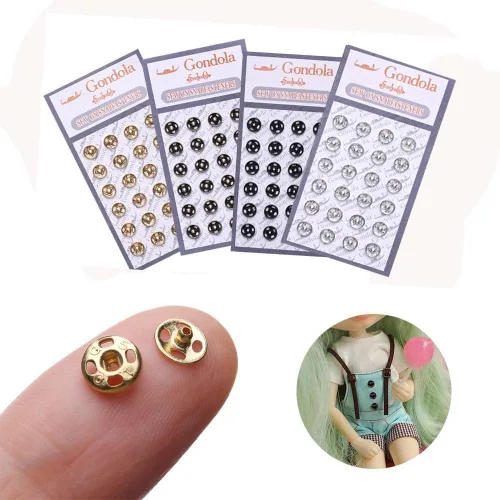 Vista 3 de 48 botones de cierre de metal, mini botones a presión para coser, botones de presión para ropa de muñeca, accesorios de costura para ropa