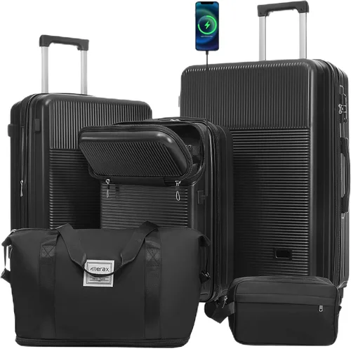 Vista 52 de Merax Equipaje Sets 2 piezas Hardshell 20&28 IN Maleta Set con bolsa de lona