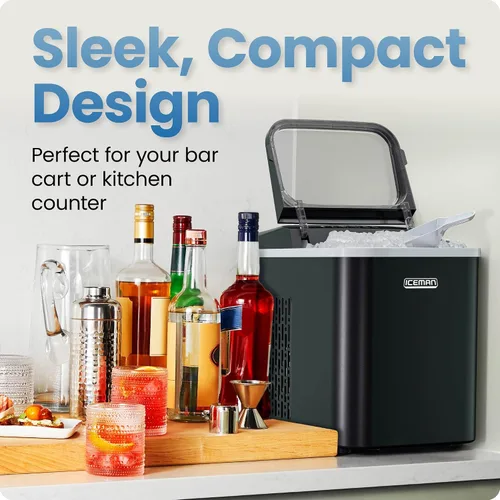 Vista 5 de Iceman - Máquina compacta de hielo en forma de guijarro, máquina de hielo en pepitas para encimera que produce hielo masticable en 8 minutos