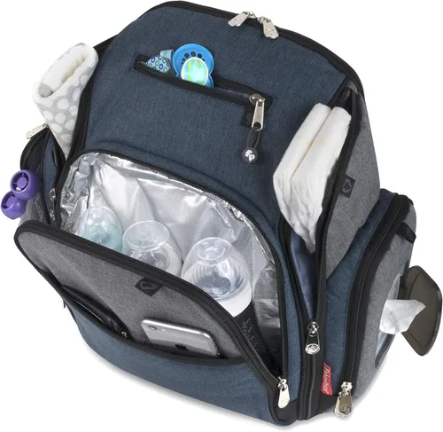 Vista 3 de Fisher-Price Fastfinder - Juego de 3 bolsas de pañales para mamás y papás con cambiador y bolsillo para toallitas (azul)