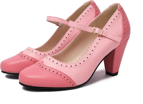 Vista 7 de Elerhythm Zapatos de vestir para mujer, estilo Mary Jane, clásicos y retro de los años 20, patrón Oxford Gatsby de los años 50, estilo vintage
