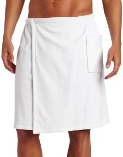 Vista 5 de robesale Mens Cotton Terry Velour Spa Wrap Towel, S/M, Black