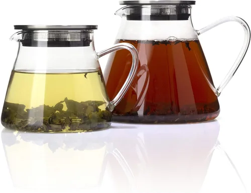 Vista 9 de Four Life 841 - Tetera de vidrio, resistente al calor, 18.9 fl oz (18.0 fl oz), para 3 tazas, tapa con colador de té, una mano, apta para microondas