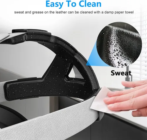 Vista 7 de AMVR Head Back Foam Padding, Soft Leather Pad for Meta Quest 2 VR Headset Head Strap Accessories(Black)