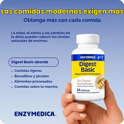 Vista 9 de Enzymedica Cápsulas básicas para digestión, 29050, 30, 1, 1 Digestive Enzyme Supplement for Women & Men, Enzyme Capsules for Digestion, Gut Health