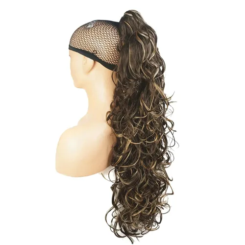 Vista 22 de Lydell 30" largo rizado peinado clip en garra cola de caballo extensión pelo sintético postizo 9.88 oz con un clip de mandíbula/garra (negro)