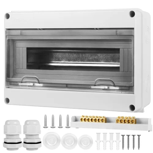 Vista 9 de Caja de Protección de Distribución Impermeable, Caja Eléctrica de Disyuntores de Plástico ABS y Cubierta Transparente IP65, para Disyuntor de Pared