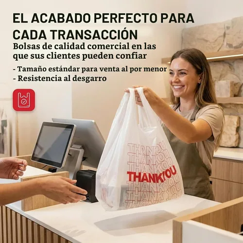 Vista 3 de TashiBox - Bolsas de plástico de 100 unidades, bolsas de compras, bolsas de agradecimiento