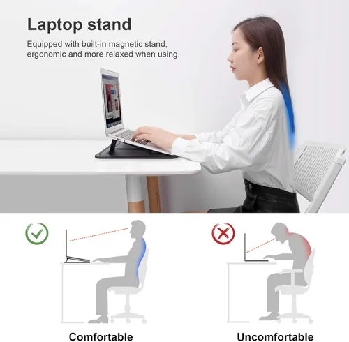 Vista 6 de Nillkin Funda para laptop de 15.6 pulgadas, funda para MacBook con soporte ajustable y alfombrilla para mouse, 2 modos de soporte, funda para laptop