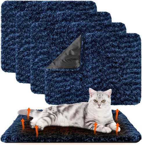 Vista 9 de Drydiet Paquete de 4 Almohadillas Autocalentadoras para Gatos Alfombrilla Térmica Lavable para Perros Sin Hogar Almohadillas Térmicas para Perreras