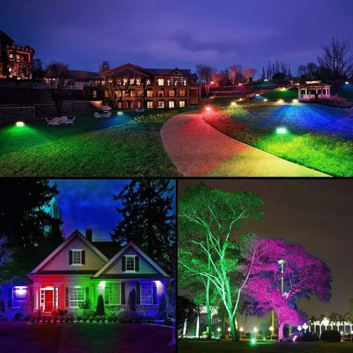 Vista 2 de Luz LED de inundación equivalente a 100 W, LED que cambia de color al aire libre, iluminación paisajística RGBW Bluetooth Smart Floodlights 2700 K