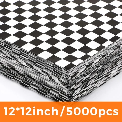 Vista 3 de Sieral - 5000 hojas de papel a cuadros de 12 x 12 pulgadas, forros para cestas de alimentos y papeles de cera para envolver sándwiches, resistentes