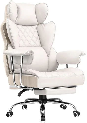 Vista 16 de COMHOMA Silla de juegos grande y alta con soporte lumbar de resorte de bolsillo, silla de oficina ergonómica con reposapiés, silla de escritorio
