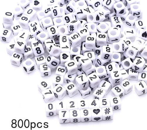 Vista 2 de ToBeIT 800 cuentas de acrílico en forma de cubo de letras del alfabeto, cuentas cuadradas para manualidades, llaveros, pulseras, collares, joyería