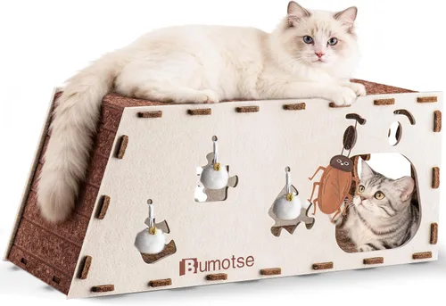 Vista 12 de Cueva de fieltro para gatos de interior, túnel modular escondite para gatos grandes de hasta 22 libras, acogedor condominio de fieltro lavable