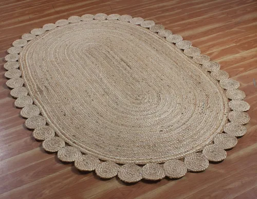 Vista 6 de Cape Cod - Alfombra trenzada de fibra de yute natural, alfombras indias kilim – Tapete pequeño de 3 x 2 pies tejido a mano de tejido plano para uso