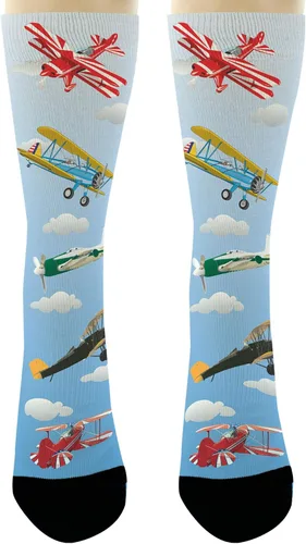 Vista 4 de ThisWear Regalos de piloto para mujeres y hombres, calcetines novedosos de aviación, regalos de aviación, calcetines novedosos para tripulación