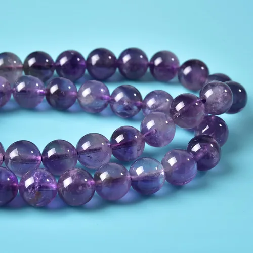 Vista 2 de 100 cuentas redondas de cristal liso sueltas de piedra natural para bricolaje, pulsera, collar, aretes, accesorios de fabricación de joyas