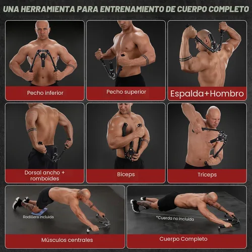 Vista 5 de Twister Arm Trainer, equipo de entrenamiento de pecho de potencia hidráulica 3 en 1 con ruedas de rodillo abdominal y ganchos, entrenador de brazo