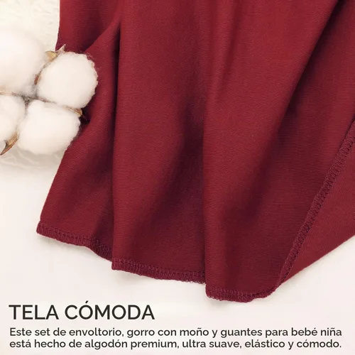 Vista 4 de DRESHOW BQUBO - Conjunto de guantes de algodón para recién nacido, manta cálida para bebé, saco de dormir para bebé, regalo de ducha 1 juego liso
