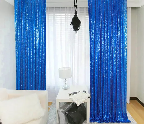 Vista 13 de ShinyBeauty Cortinas de lentejuelas 2 paneles de 2 x 8 pies, cortinas de fondo de fiesta verde azulado con purpurina para bodas, Navidad, Año Nuevo