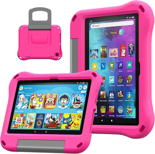 Vista 8 de DiHines Funda infantil para tablet nueva de 8 pulgadas, no apta para tabletas Lenovo, Samsung de 8 pulgadas, ligera, a prueba de golpes, con soporte