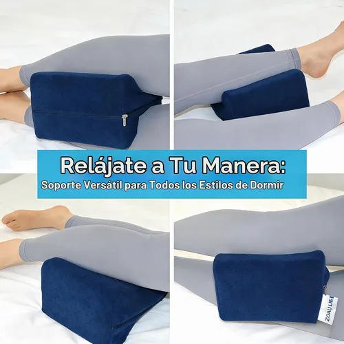 Vista 7 de Almohada de rodilla para dormir de lado, almohada de alivio del dolor de ciática, cojín de espuma viscoelástica para dormir de lado, almohadas Azul