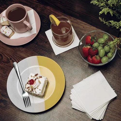 Vista 2 de Paquete de 500 servilletas de cóctel de papel – Servilletas blancas de calidad de 3 capas – Servilletas de restaurante, evento y bar – Servilletas