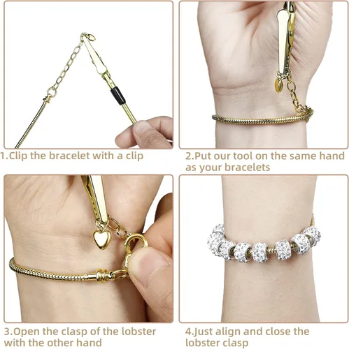 Vista 3 de 10 Piezas Cadenas de Pulsera con Dije de Cadena de Serpiente de 7.87 Pulgadas con Ayudante de Pulsera Pulsera de Serpiente Ajustable con Dije