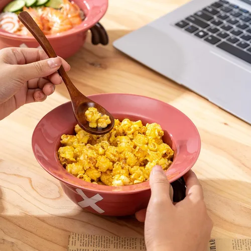 Vista 5 de Tazón de ramen con sombrero de paja (tazón de cerámica + cuchara de madera + palillos) para fanáticos del anime