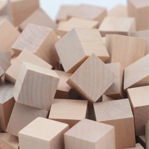 Vista 5 de Bloques de madera, paquete de 200 cubos cuadrados de madera para manualidades, bloques de madera, bloques de construcción, rompecabezas cuadrados