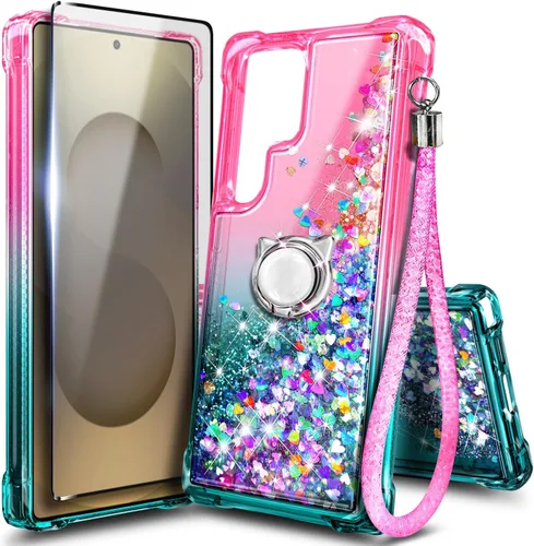 Vista 97 de NGB - Funda para teléfono Samsung Galaxy S9, color aguamarina/morado, bonita funda con purpurina líquida para mujeres y niñas, con protector
