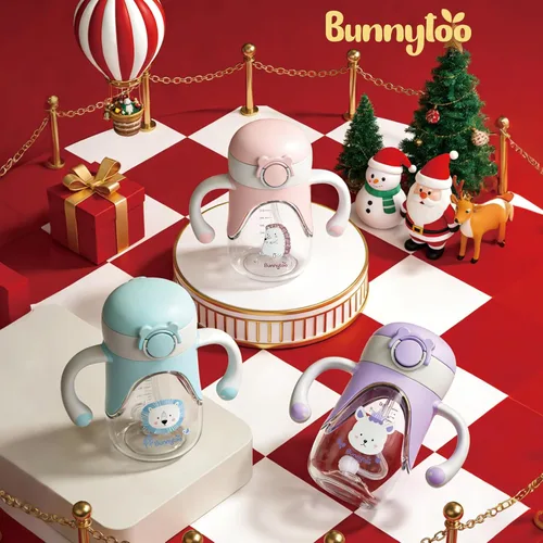 Vista 7 de Bunnytoo Vaso con popote con peso, 8 onzas, Tritan para niños pequeños con Azul