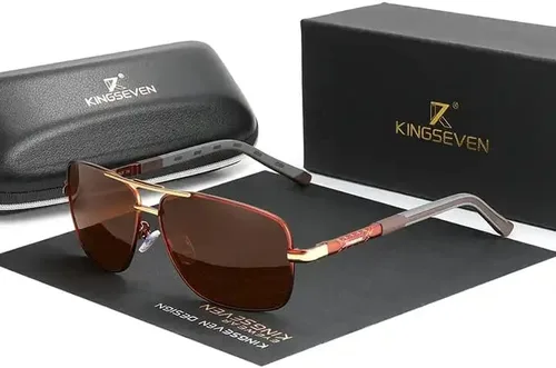 Vista 2 de KINGSEVEN Gafas de los hombres marca diseñador aluminio magnesio sol gafas para hombres polarizado espejo lente gafas mujeres 724
