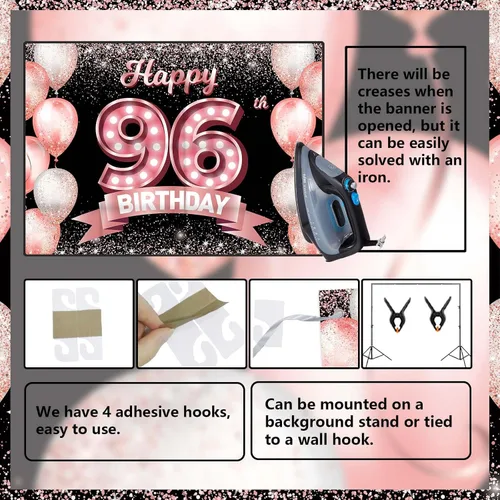 Vista 92 de Cartel de feliz cumpleaños décimo oro rosa, telón de fondo, saludos a 10 años, globos de confeti, decoración temática para niñas de 10 años