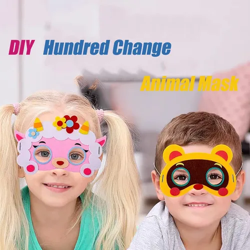 Vista 3 de Paquete de 12 máscaras de animales surtidos para niños regalos para fiesta de cumpleaños de la selva fiesta cosplay Halloween Día del Niño